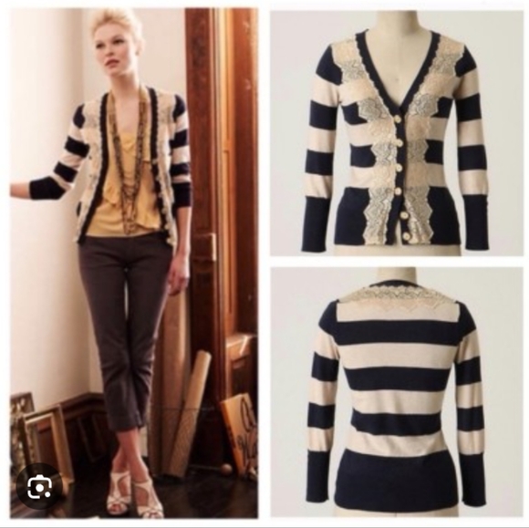 Pleione Sweaters - Anthropologie and Cream Lace Sweater.Like New Condition